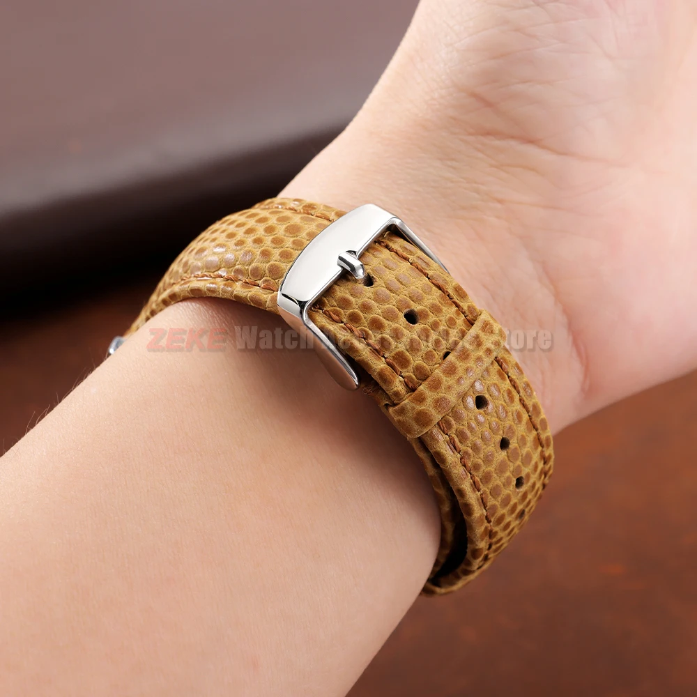 Echtleder-Uhrenarmband mit Eidechsenmuster, Wasserdicht, Schnellverschluss, Lederband 16/18mm 20mm 22mm Universeller Ersatz-Armbandriemen – Detail 4