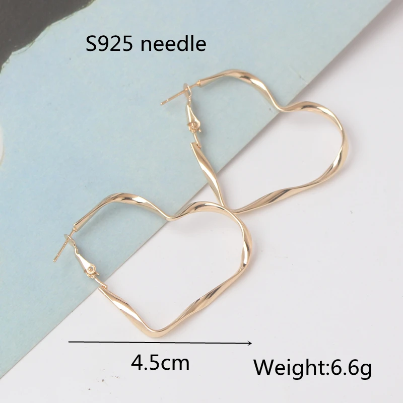 Hollow Big Heart Hanging Earring for Women Simple Gold Silver Color Earrings Punk Jewelry Wholesale Gift