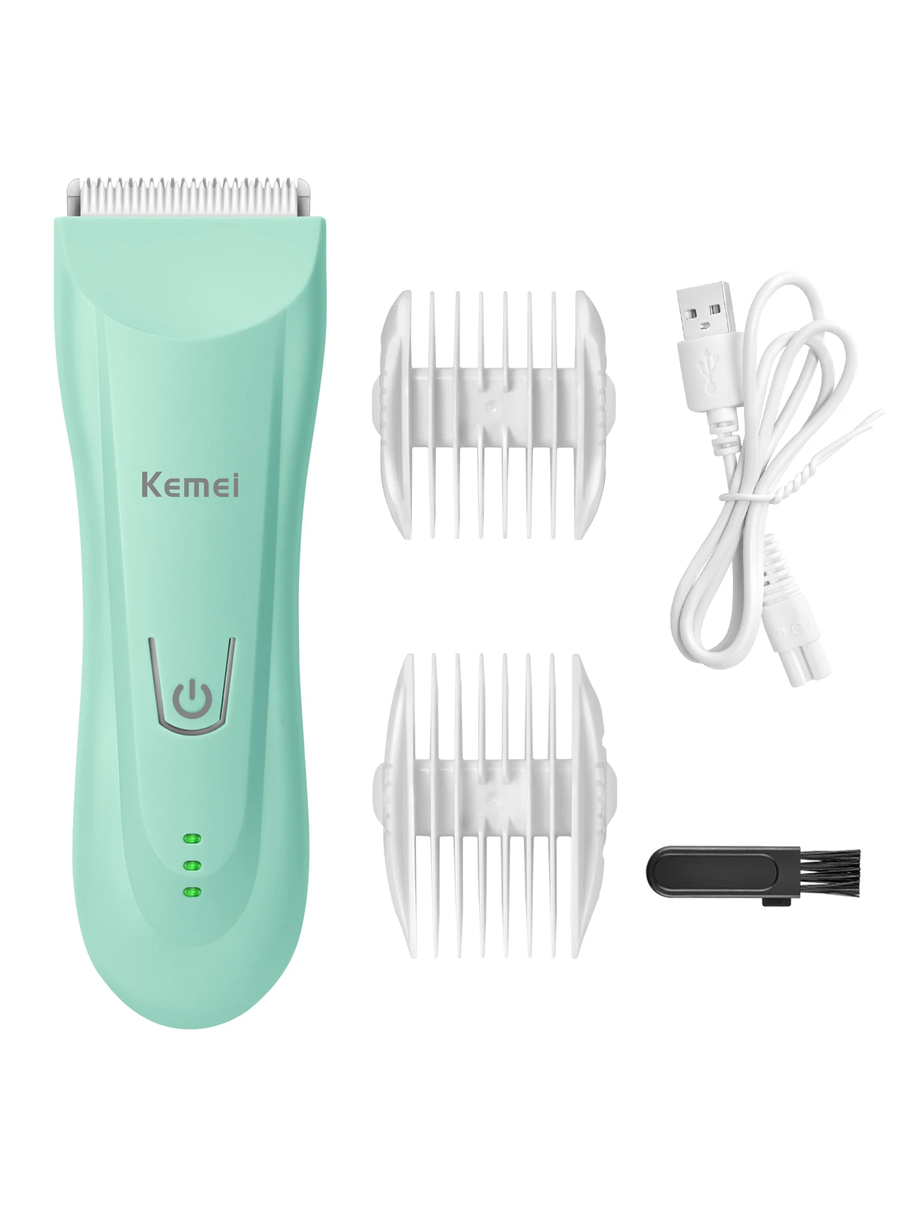 Kemei-cortadora de pelo eléctrica para bebé, Kit de corte de pelo inalámbrico, seguro y silencioso, recargable e impermeable, cuchilla de cerámica