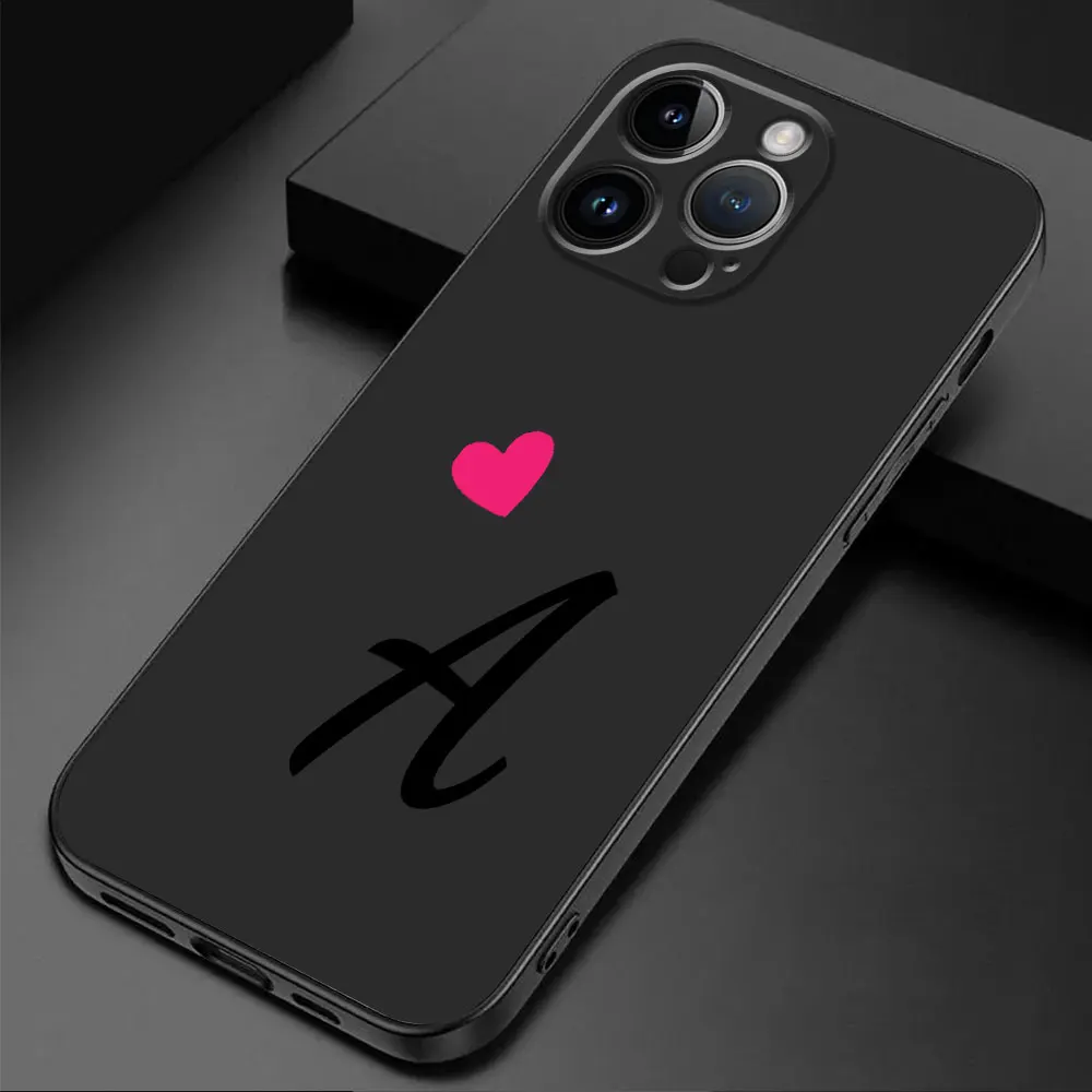 Etui na telefon Initial Letter A-F Love Heart Couples do iPhone 11 XS X 12 Mini 14 8 Plus 13 Pro SE XR 15 Pro Max TPU Soft Cover — zdjęcie 4
