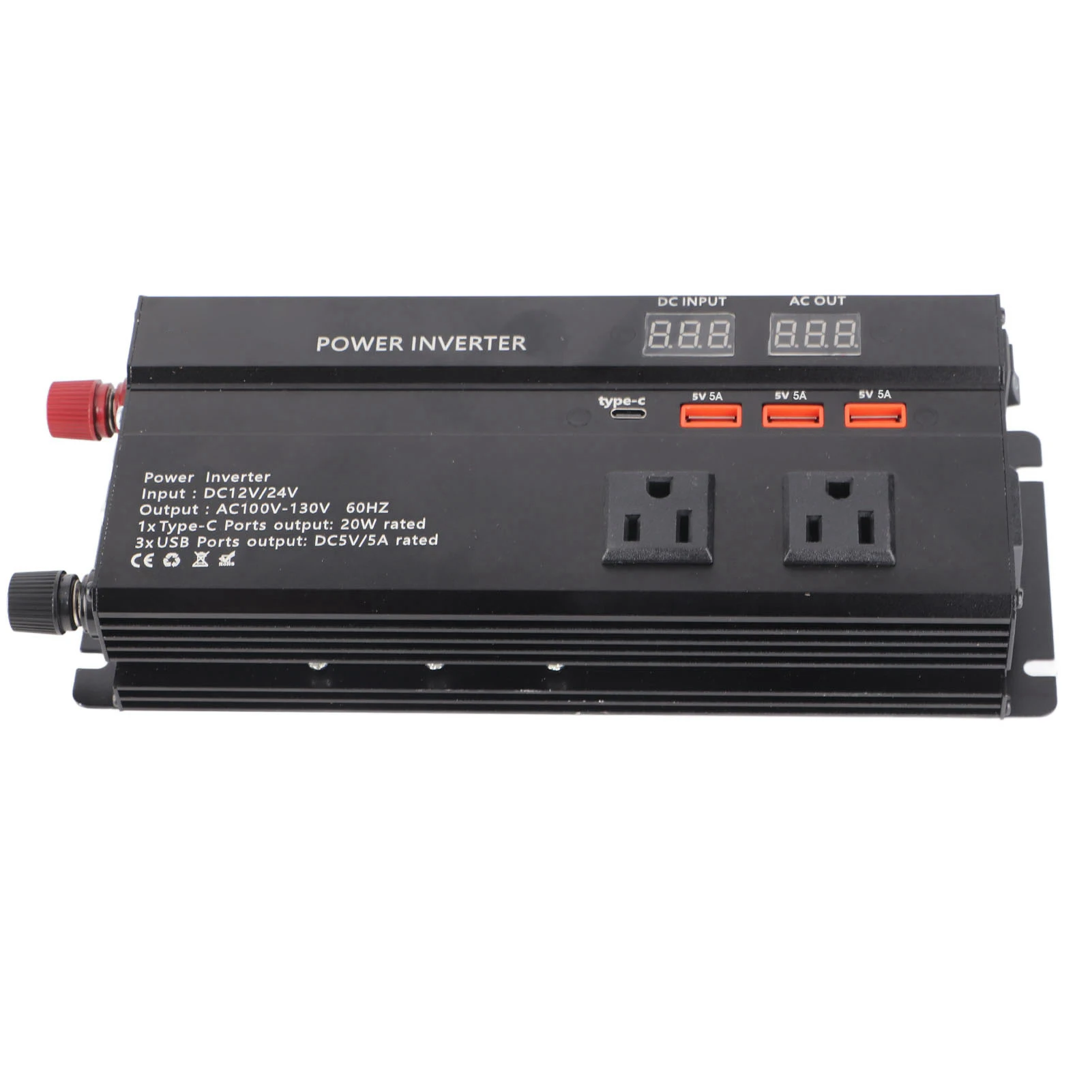 

900W Car Power Inverter Converter 12/24V to AC with LCD Display USB Adapter for Vehicle DC to AC Inverter