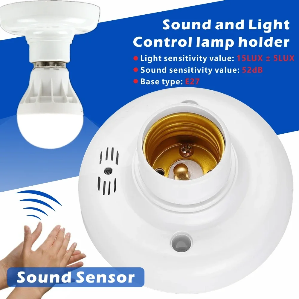 

E27 Screw Cap Socket Sound and Light Control lamp holder 110-220V Stairs ,Corridors Intelligent sound automatic switch Bulb Base