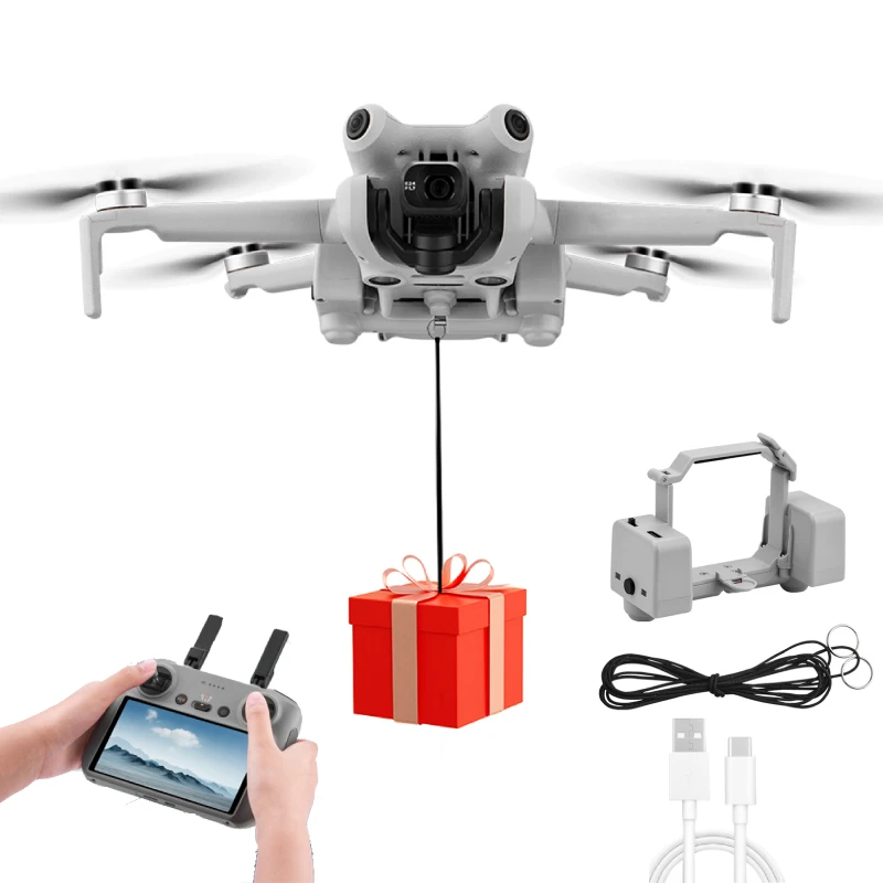 Airdrop System for DJI Mini 4 Pro Portable Thrower Controller Back Quick Release Drone Accessories For Casting Bait/Giving Gifts