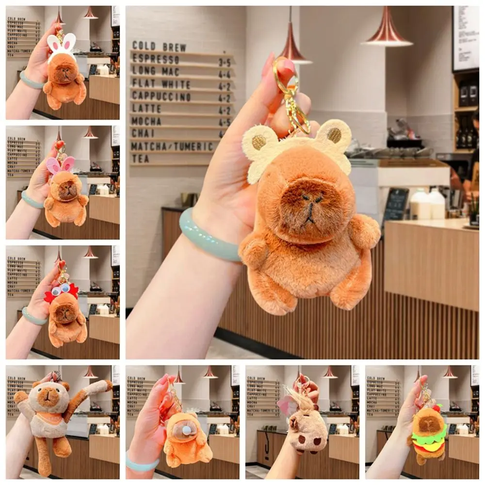 Matte Texture Capybara Doll Pendant Hanging Bags Decor Creative Stuffed Capybara Keychain Cute Bag Pendant