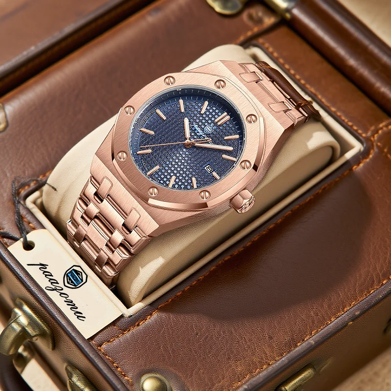 

PAAZOMU Роскошные деловые мужские наручные часы Водонепроницаемые светящиеся мужские часы с датой Модные кварцевые часы из нержавеющей стали для мужчин Reloj