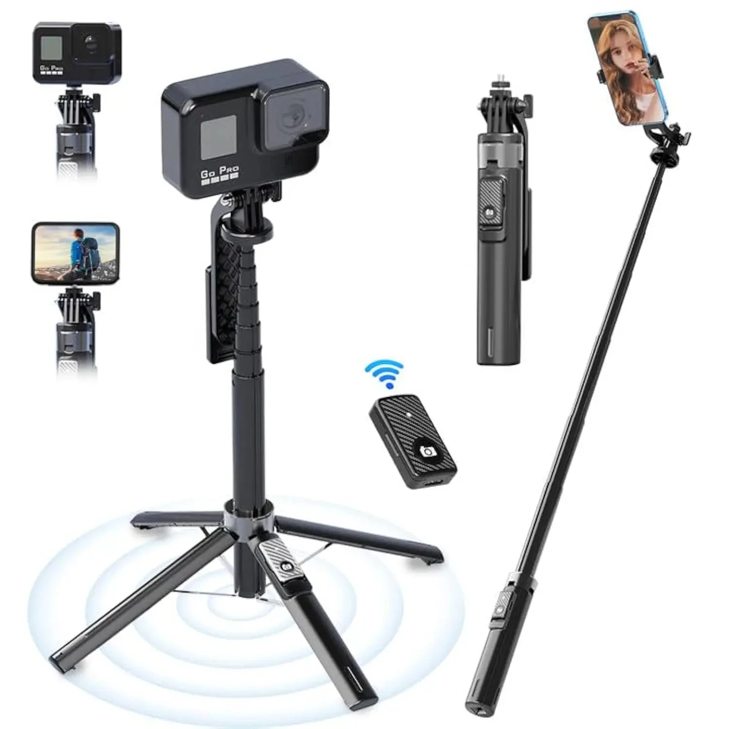 360 Degree Adjustable Selfie Stick Tripod Smartphone Stand with Remote for Cameras, Selfies, Live Streaming, Photography