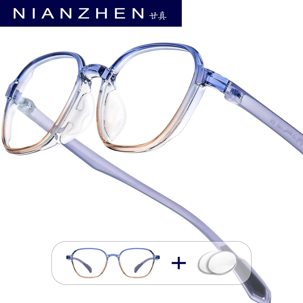 

Очки NIANZHEN с защитой от синего света, для девочек, с диоптриями, для коррекции близорукости, оптические линзы, для мальчиков, на заказ, квадратные, оправа TR90, детские очки E7