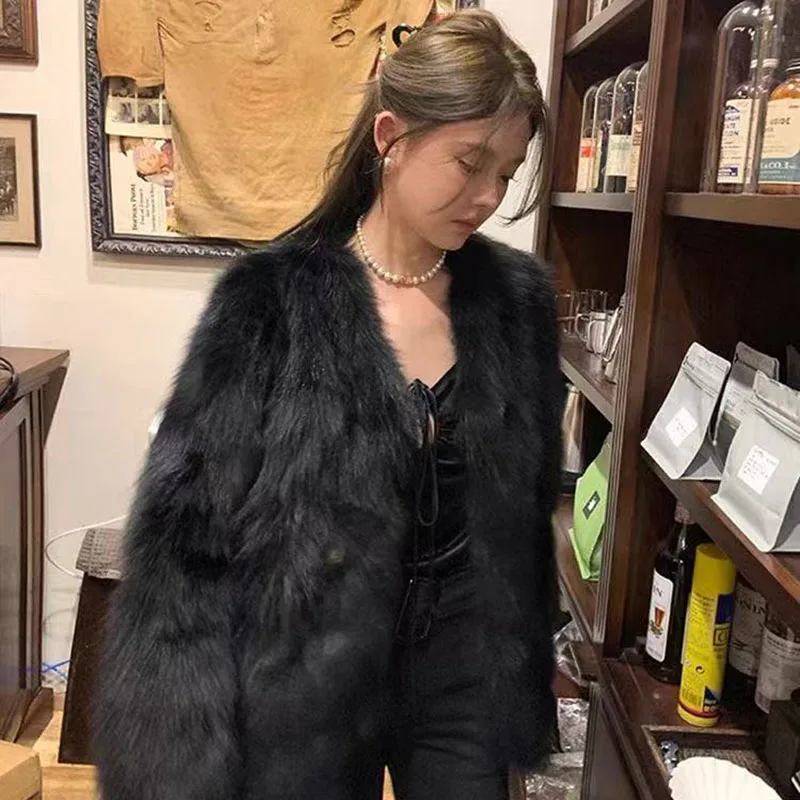 Haining Xiaoxiangfeng Imitation Fox Fur Jacket Women's Spring and Autumn 2025 New Thin Fur Warm Jacket