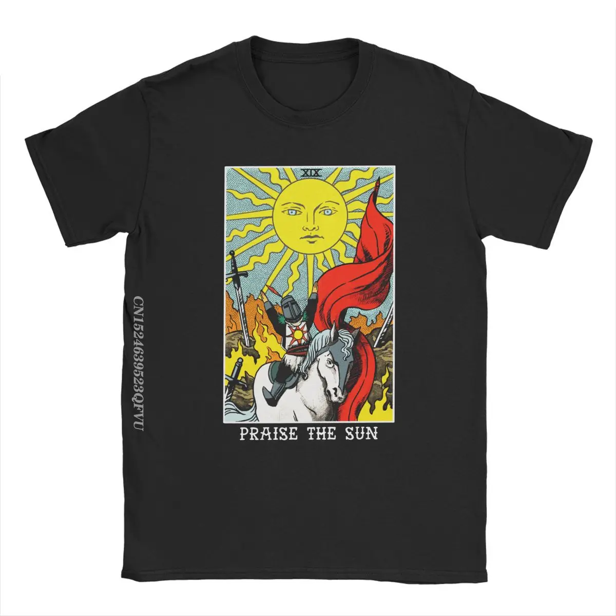 を賞賛太陽タロットダーク魂男性のトップスtシャツヴィンテージtシャツ原宿マンガtシャツ純粋な綿ユニークな服