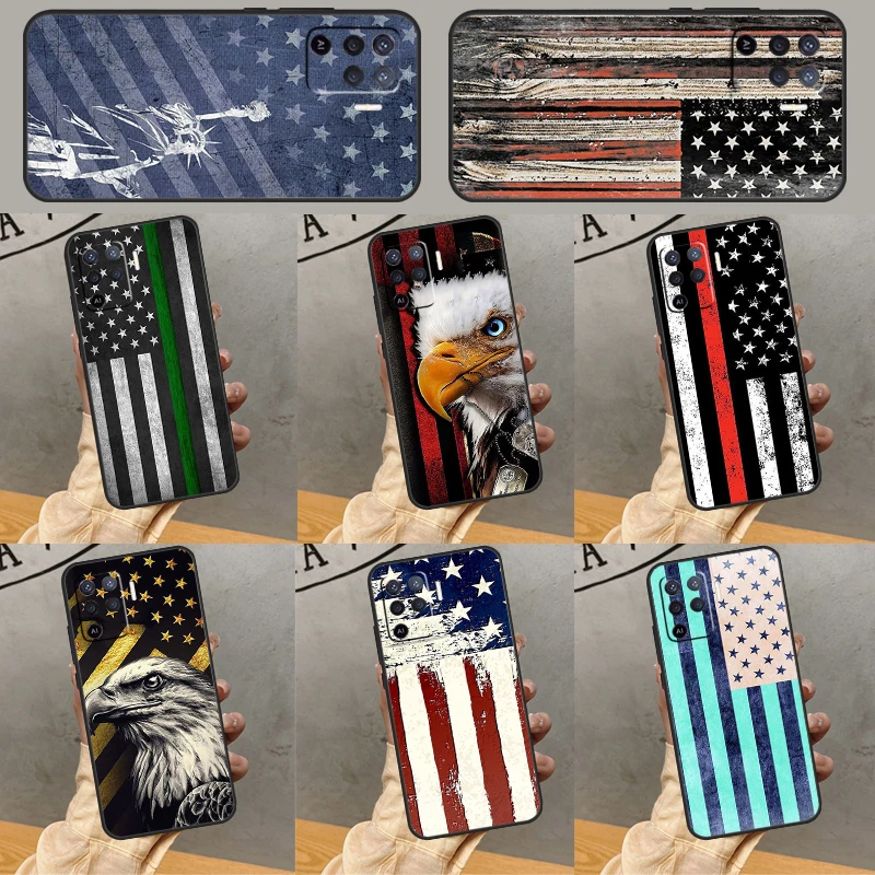 

USA American Flag Phone Case For Oppo A78 A38 A58 A74 A15 A80 A60 A40 A94 A54 A98 A18 A16 A76 A96 A17 A77 A57S