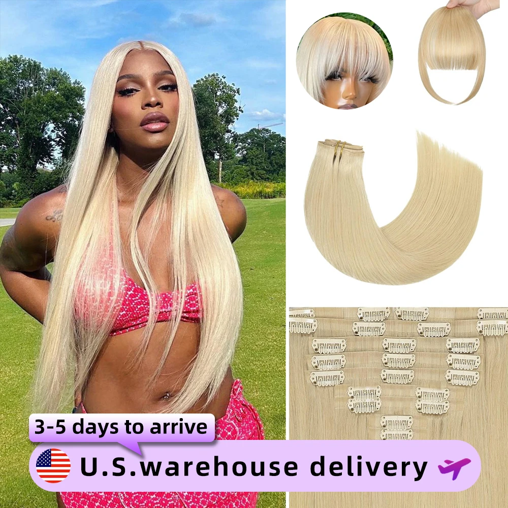 

16A 613 Bloned Clip Ins Наращивание волос Прямые человеческие волосы 40 дюймов Бразильские натуральные человеческие волосы Remy 140 г 10 шт./компл. для женщин