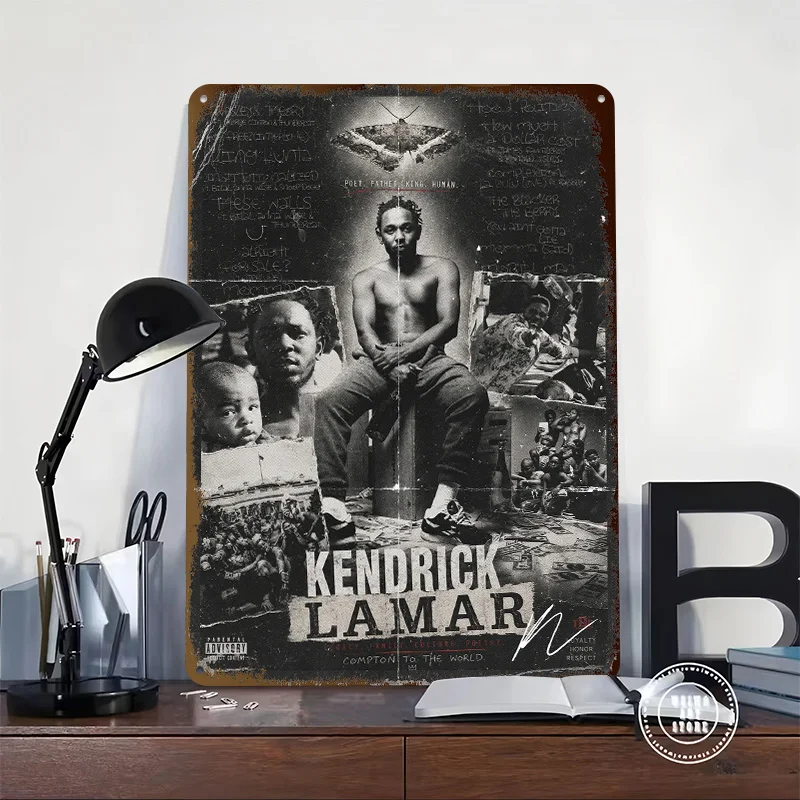 Kendrick Lamar Personalized 3D Textured Metal Poster Wall Art Vintage Tin Signs for Room Decoration Garage Accessories Man Cave
