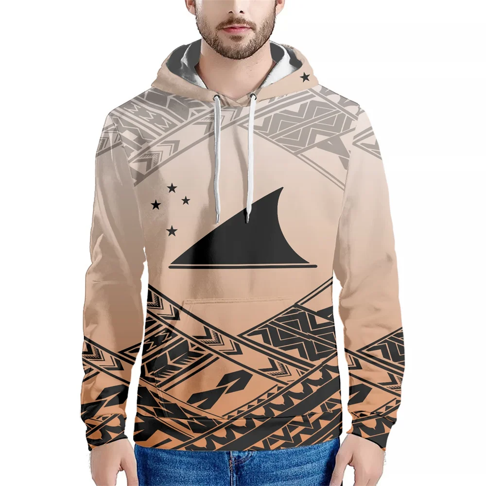 Drop Shipping Custom Sportswear Polynesian Tribal Samoan Tokelau Islands Print Casual Hoodies Long Sleeve Hooded Pullover Hoodie