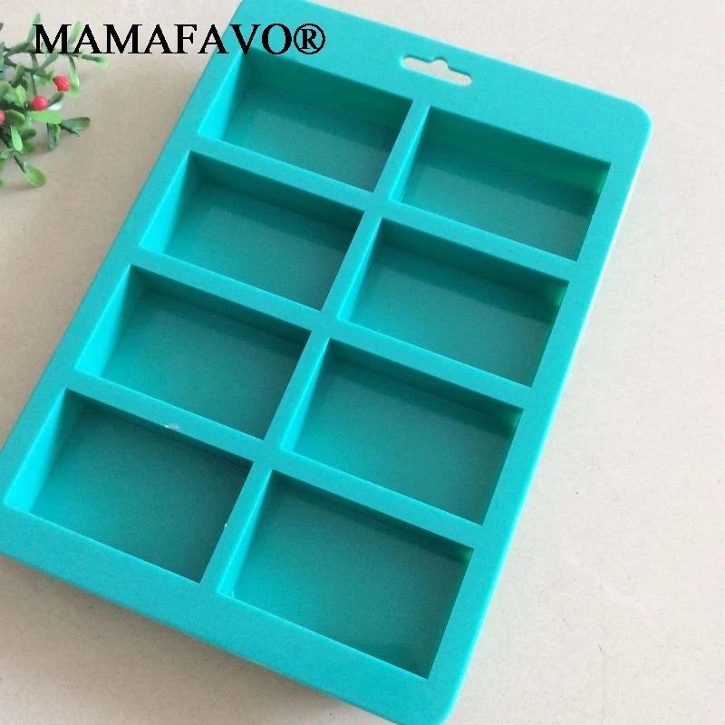 High Quality 160g 21.3*15.1*1.9cm 8-Cavity Plain Basic Rectangle Soap Mold Silicone Cake Chocolate  Mould Homemade Craft H032