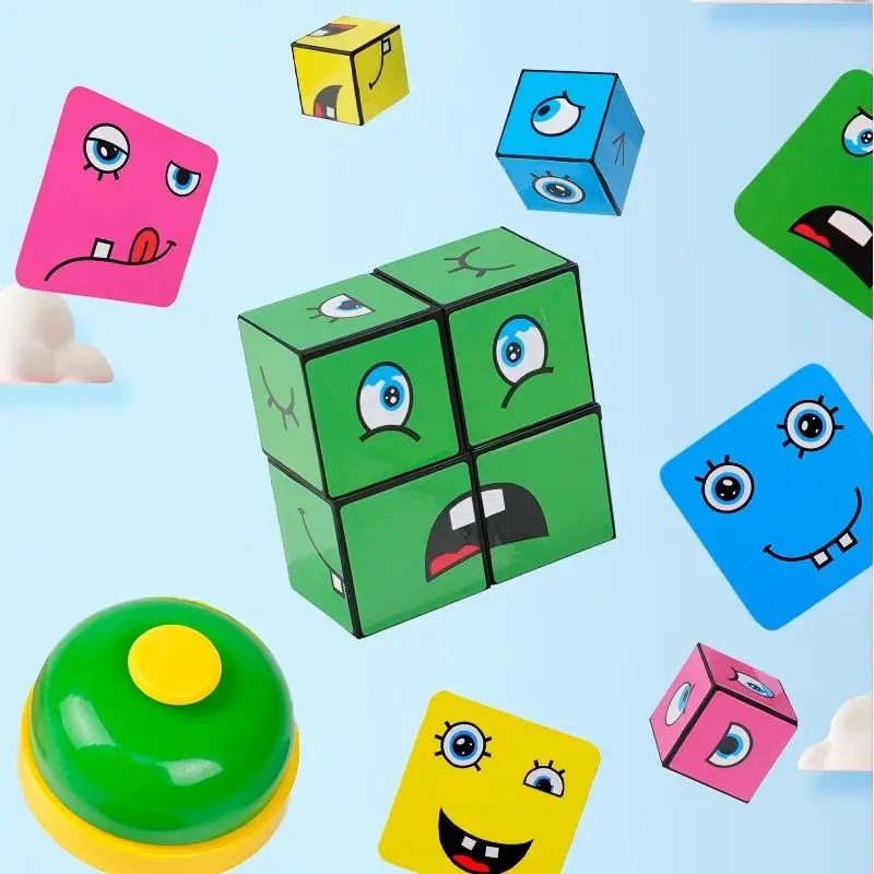 Permainan Papan Kubus Berubah Wajah Permainan Asah Otak Kubus Emotikon Kreatif Permainan yang menghibur untuk beberapa pemain Mainkan permainan papan
