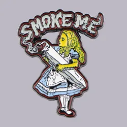 Smoke Me Girls Enamel Pin Anime Brooches for Women Men Lapel Pins Badges on Backpack Clothes Accessories Halloween Jewelry Gifts
