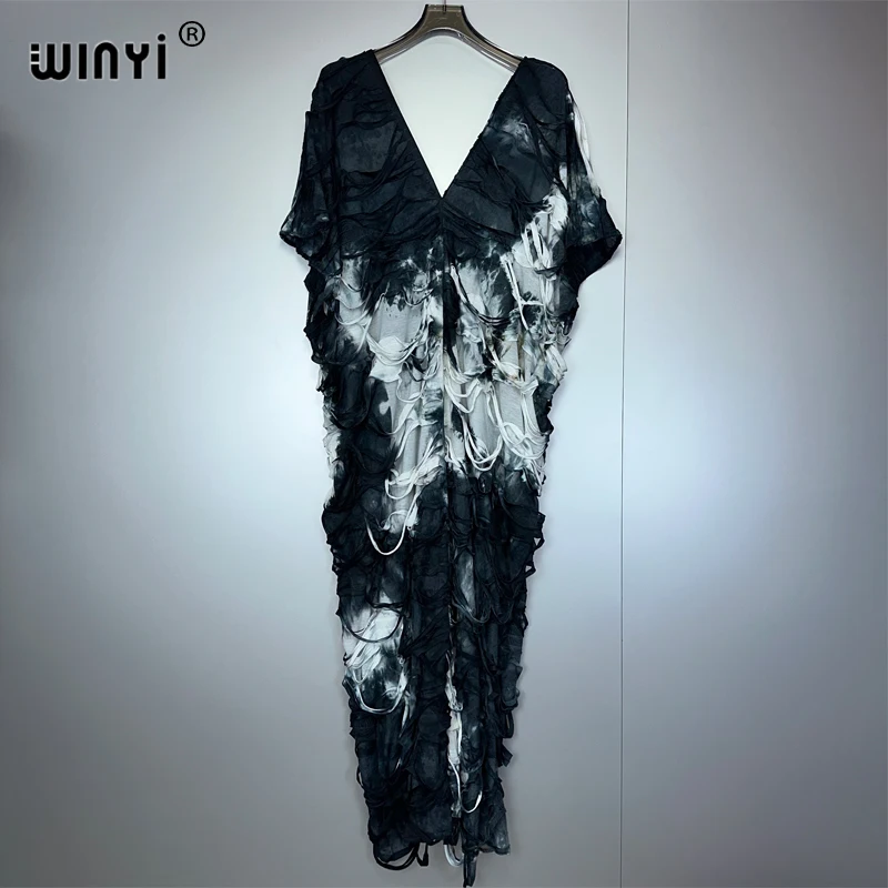 WINYI été Original ajouré ample cravate-teint combinaison mode couvrir