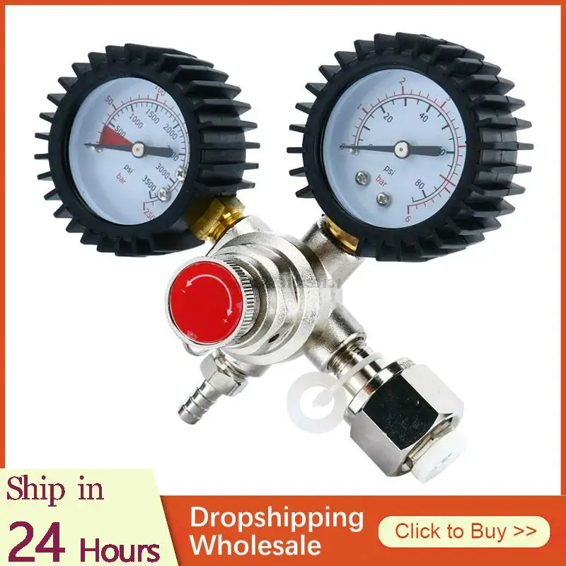 

Portable Double Gauge Beer CO2 Pressure Relief Valve Safety Keg Buck Regulator 0-3500 PSI Tanks Pressure Gauge