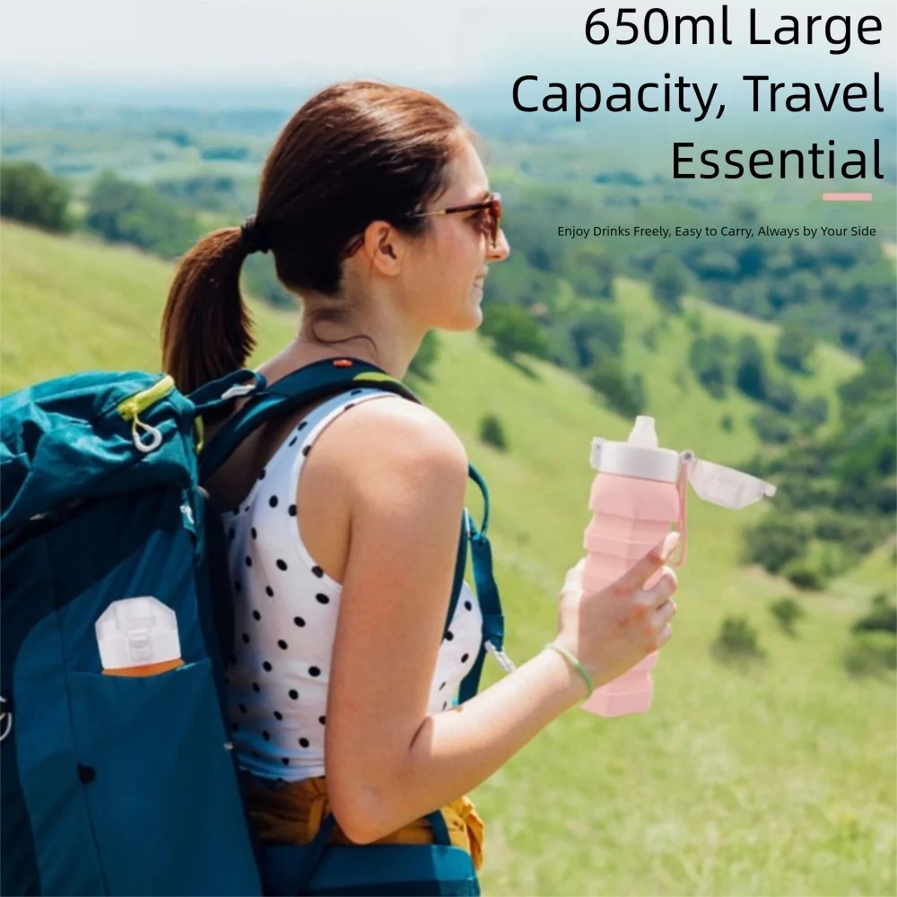 Large-capacity Outdoor Sports Water Bottle Retractable 350-650ML Collapsible Sport Bottle Reuseable Creative