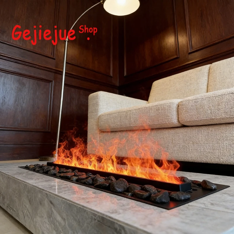 Smart Steam LED Simulated Flame Atomization Fireplace Ultra Realistic “Smokeless Fire” Effect with 9-Level Mist Density Control