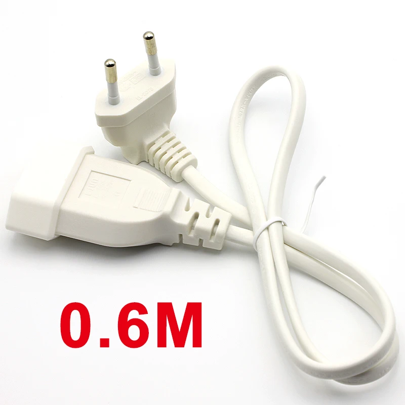 

0.6M EU Power Adapter Cord,90 Degree Angled European Round 2Pin Male to Female Plug Power Cable For UPS PDU White