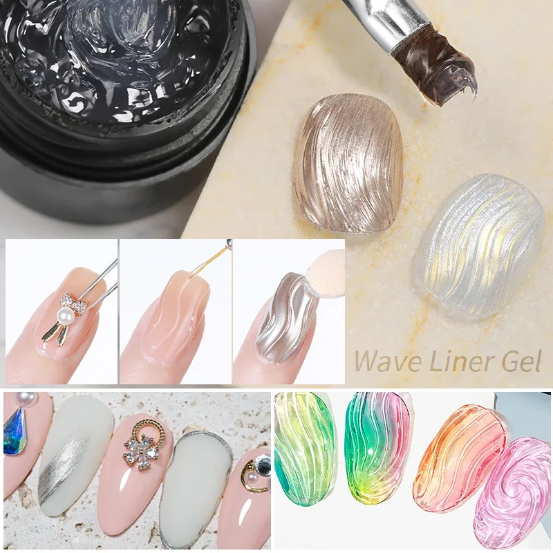 BOZLIN Wave Liner Gel Nail Polish Semi Permanent UV Gel For DIY Painting Drawing Manicure Varnish  5ml Nail Art Liner Gel image 6
