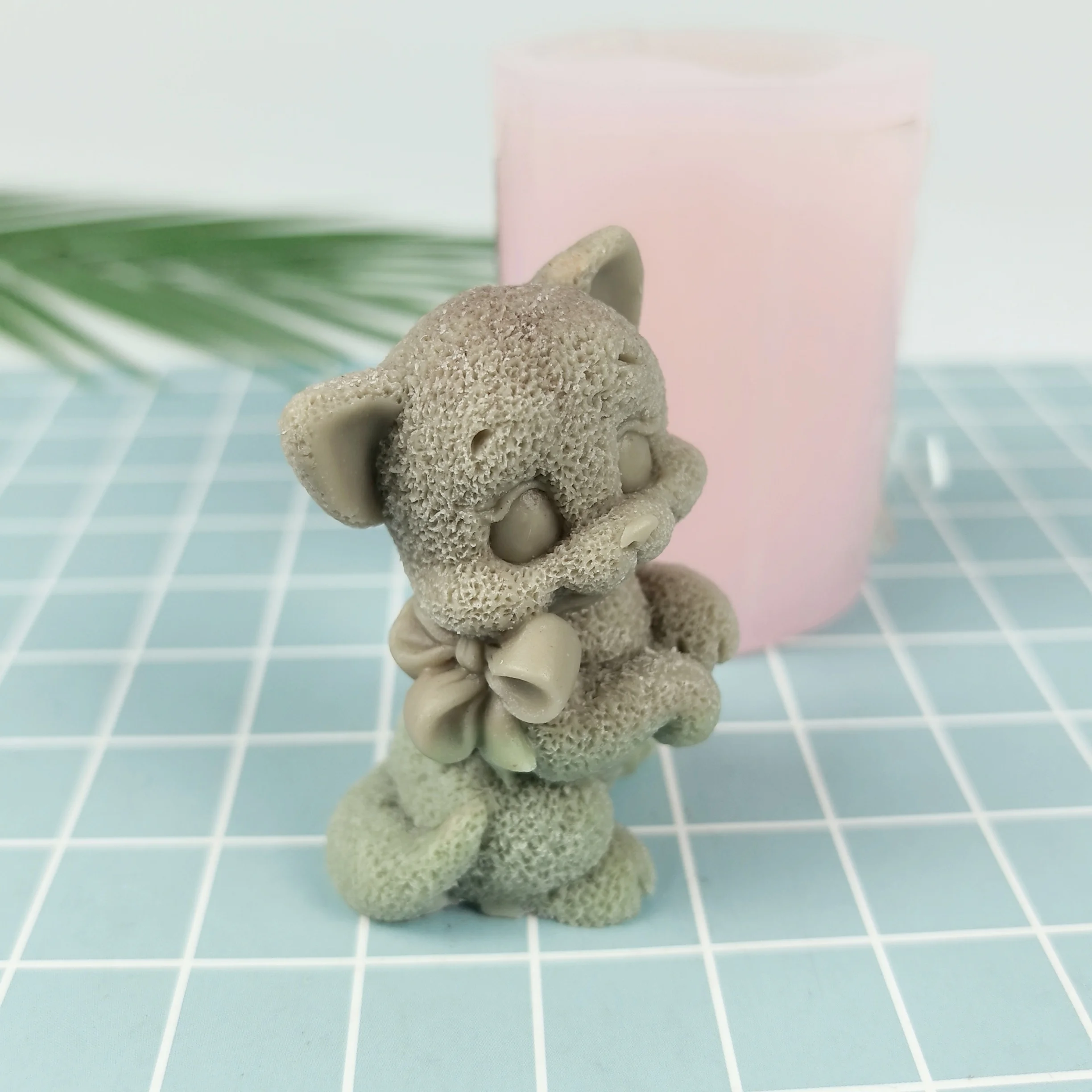 

Bow Cat Mold Kitten Standing Soap Molds Silicone 3D Wedding Birthday Clay Resin Mould