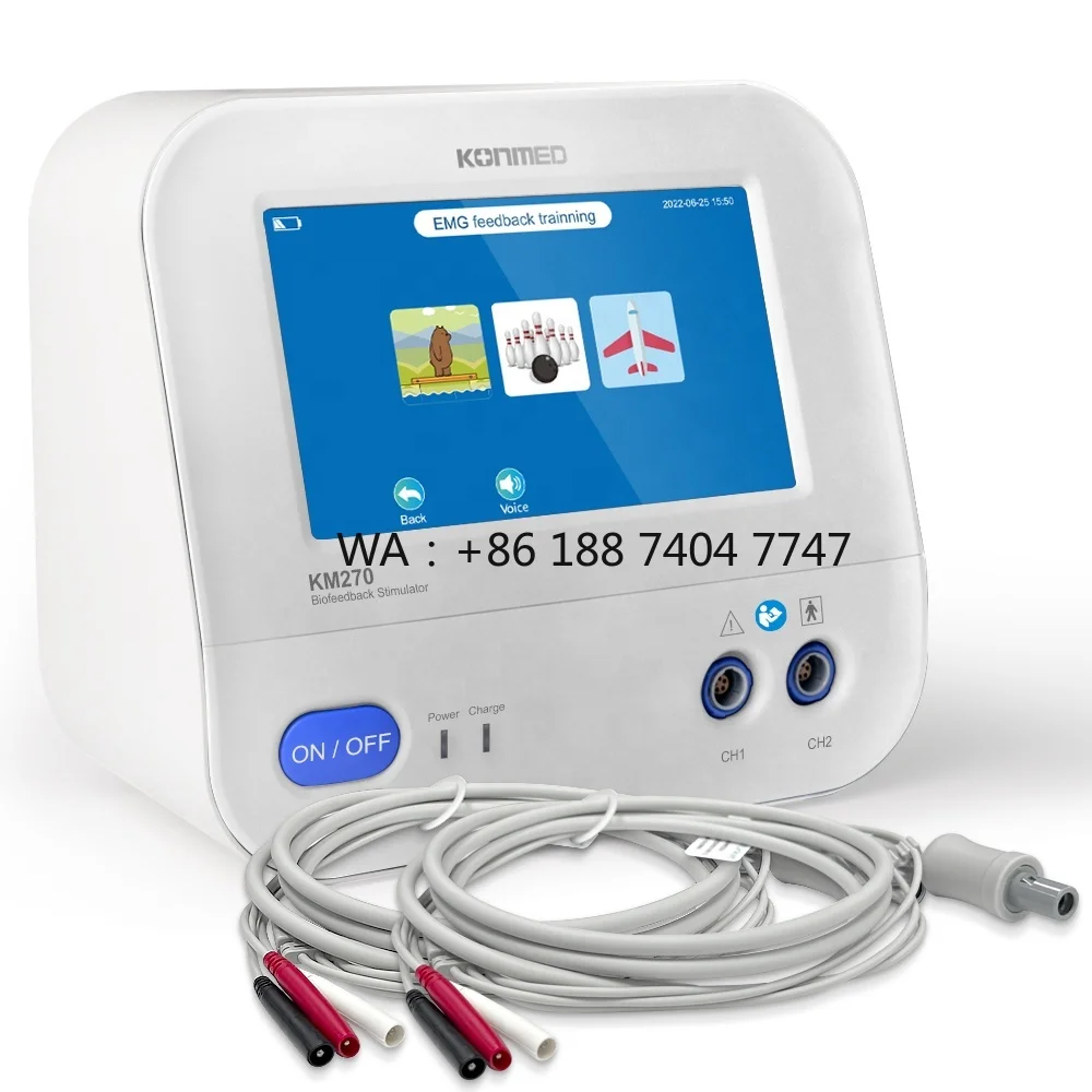 KONMED 2024 New Model Biofeedback Stimulator KM270 (EMG/ GAME/ETS/MIRROR/ STIM) 2 channels 7.0-inch color touch display