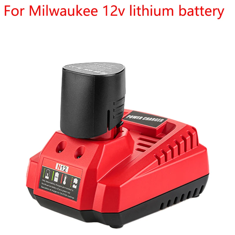 Rechargeable Battery Charger 12V Lithium Battery Quick Charger for Milwaukee 12V Li-ion Battery 48-11-2401,48-11-2411,48-11-2440