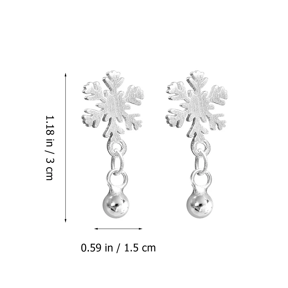 

Christmas Snowflake Stud Earrings Pearl Pendant for Women Small Fresh Sterling Silver Safe Material Banquets Gifts