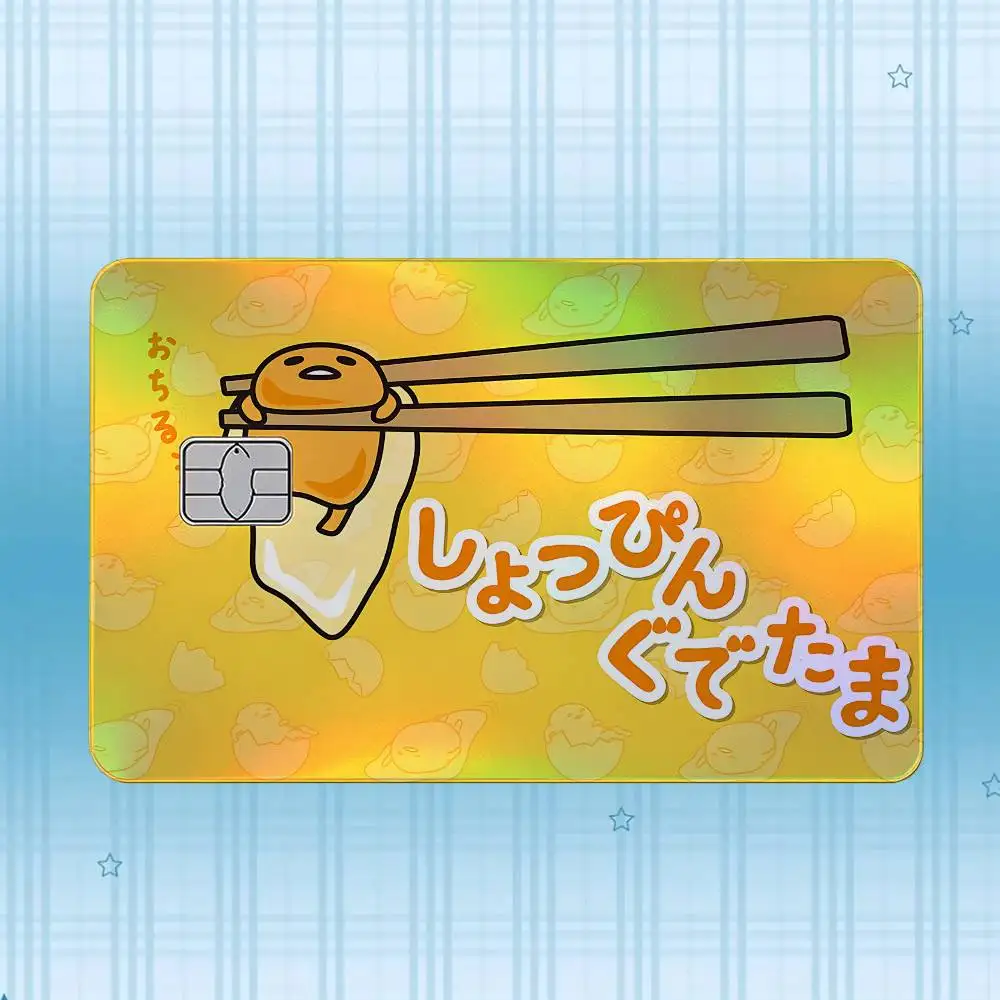 G-Gudetama Laser-Hologramm-Karten-Skin-Aufkleber für Kredit- und Debitkarten – 4 Stück/Set, wasserfester, kratzfester Schutz – Detail 5