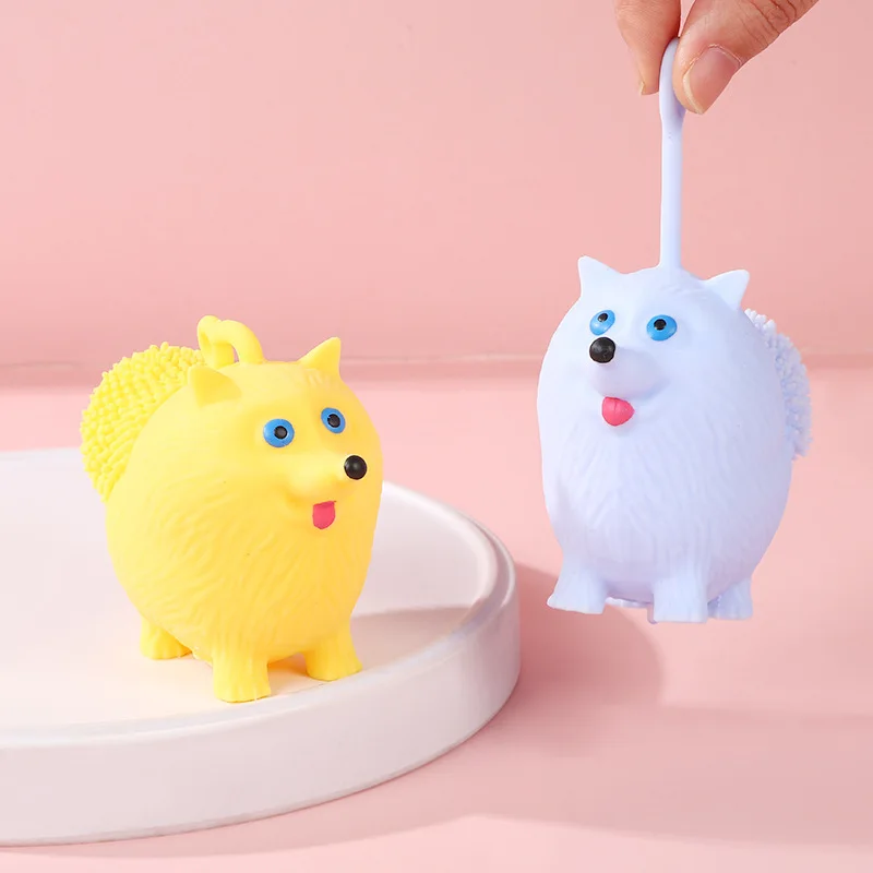 Decompression Squishy Flash Cartoon Little Fox Squeeze Ball Pinch Funny Cute Glowing Animal Furry Ball Sensory Fidget Kids Toy