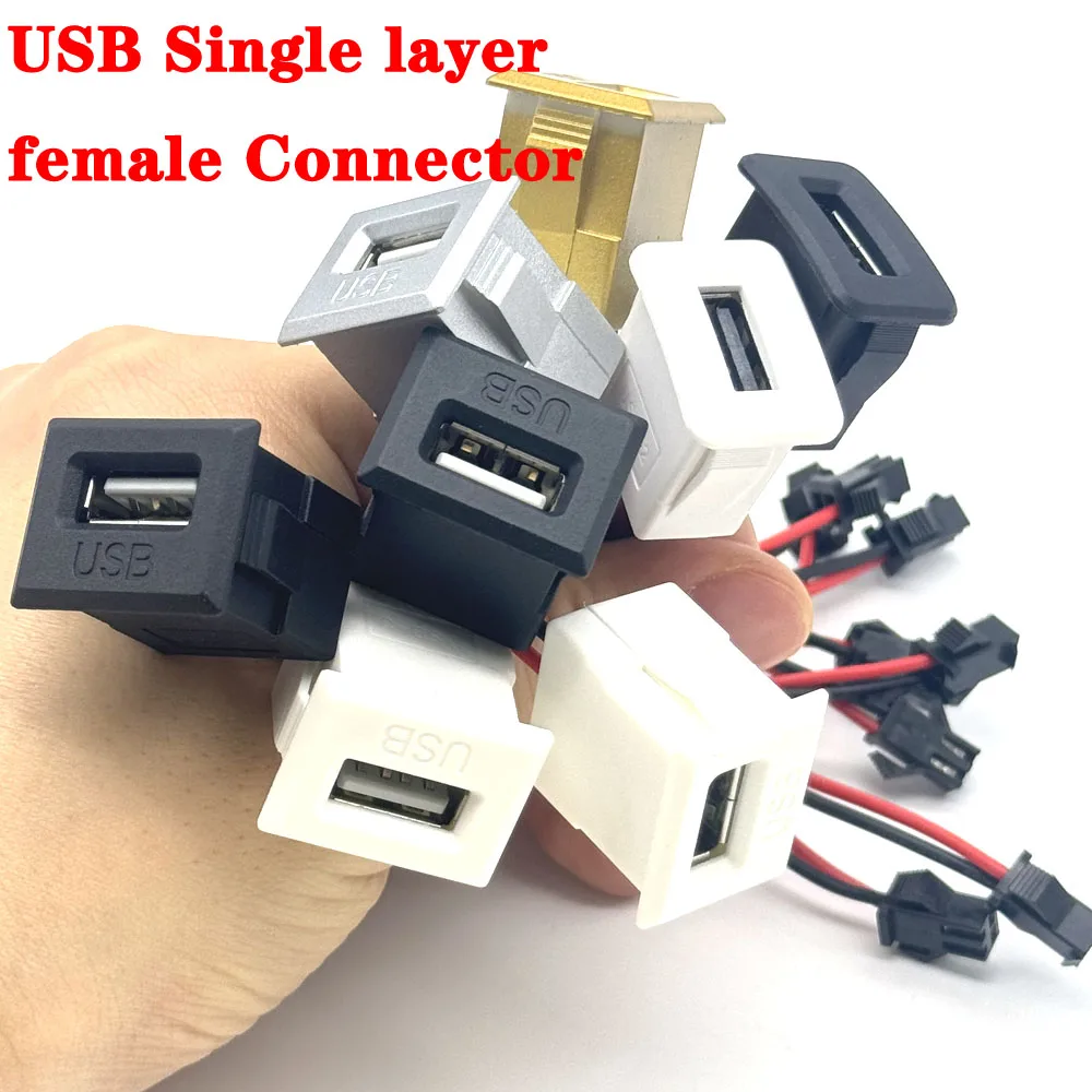 

1/3pcs Black Single Layer USB Female Base Type-C Charging Socket Power Socket with Cable Connector Dropshipping