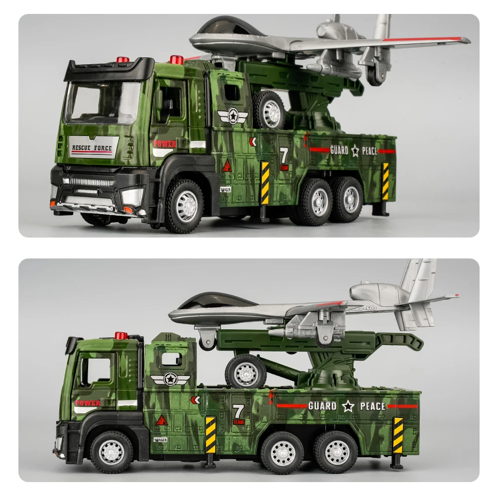 Simulation Military UAV Launch Vehicle Model Armed Fighter Jet with Ejectable Aircraft Children's Military Toy Brithday Gifts