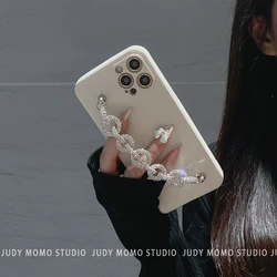 For iPhone 15 Pro Case Bling Rhinestone Diamond Bracelet Chain Case For iPhone 16 15 14 13 12 11 Pro MAX XR XS 7 8 Plus Case