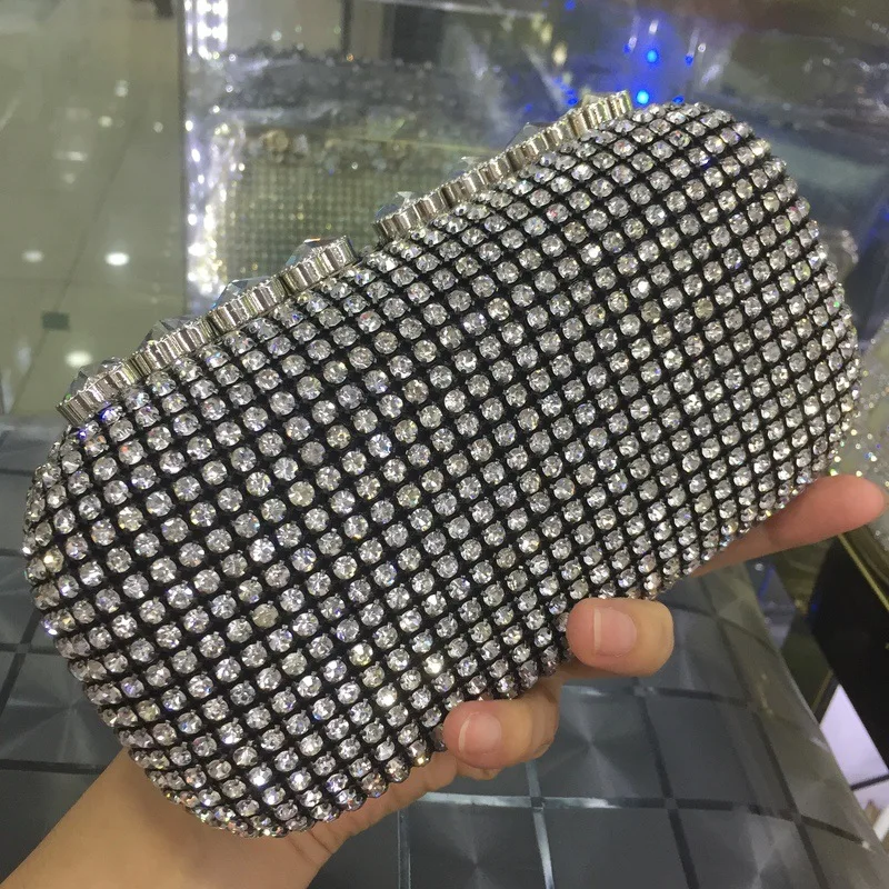 

19x11CM diamond-studded Dinner Clutch Bag Mesh Claw Diamond Banquet Women Clutch full-diamonded Hard Box A7900