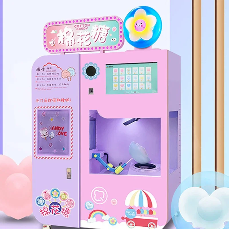 Business/automatic Coin Operation Sugar Cotton Candy Vending Machine with Super Touch Advertising