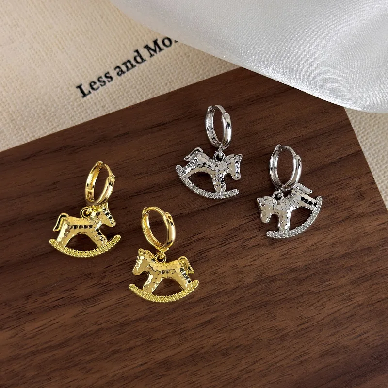Ear Cuff Gold Tone Wooden Horse Textured Minimalist Unique Lightweight Durable Premium Versatile for Women Everyday Style