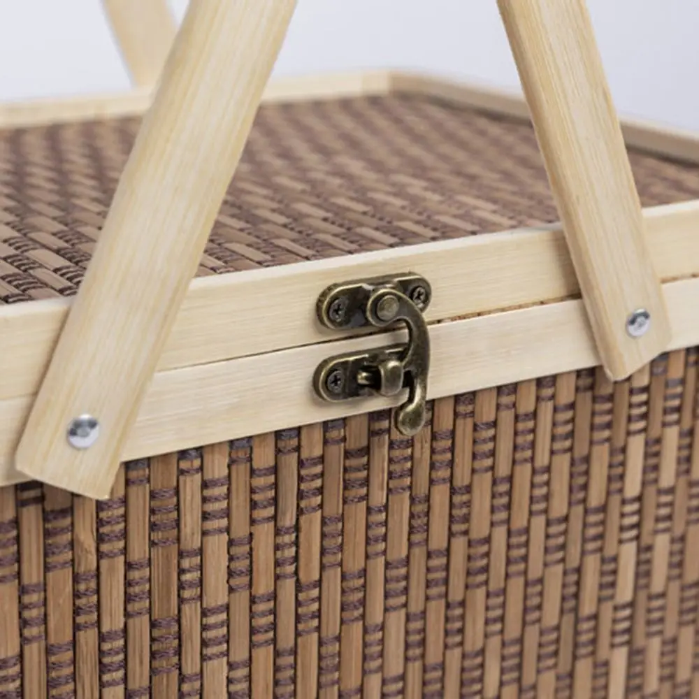 

Festival Packaging Box Vintage Bamboo Basket Natural Chinese Style Moon Cake Box Weaved Elegant Picnic Basket New Year