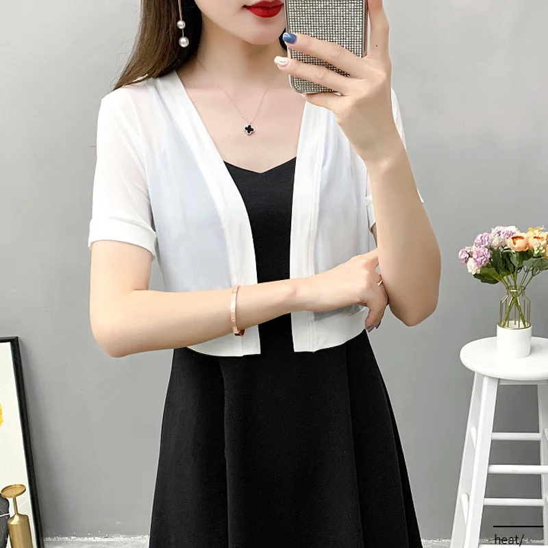 Short Sleeve Wedding Party Jacket Black White Prom Evening Shrugs For Women Bolero Tulle Bridesmaid Wedding Jacket Cape Dress