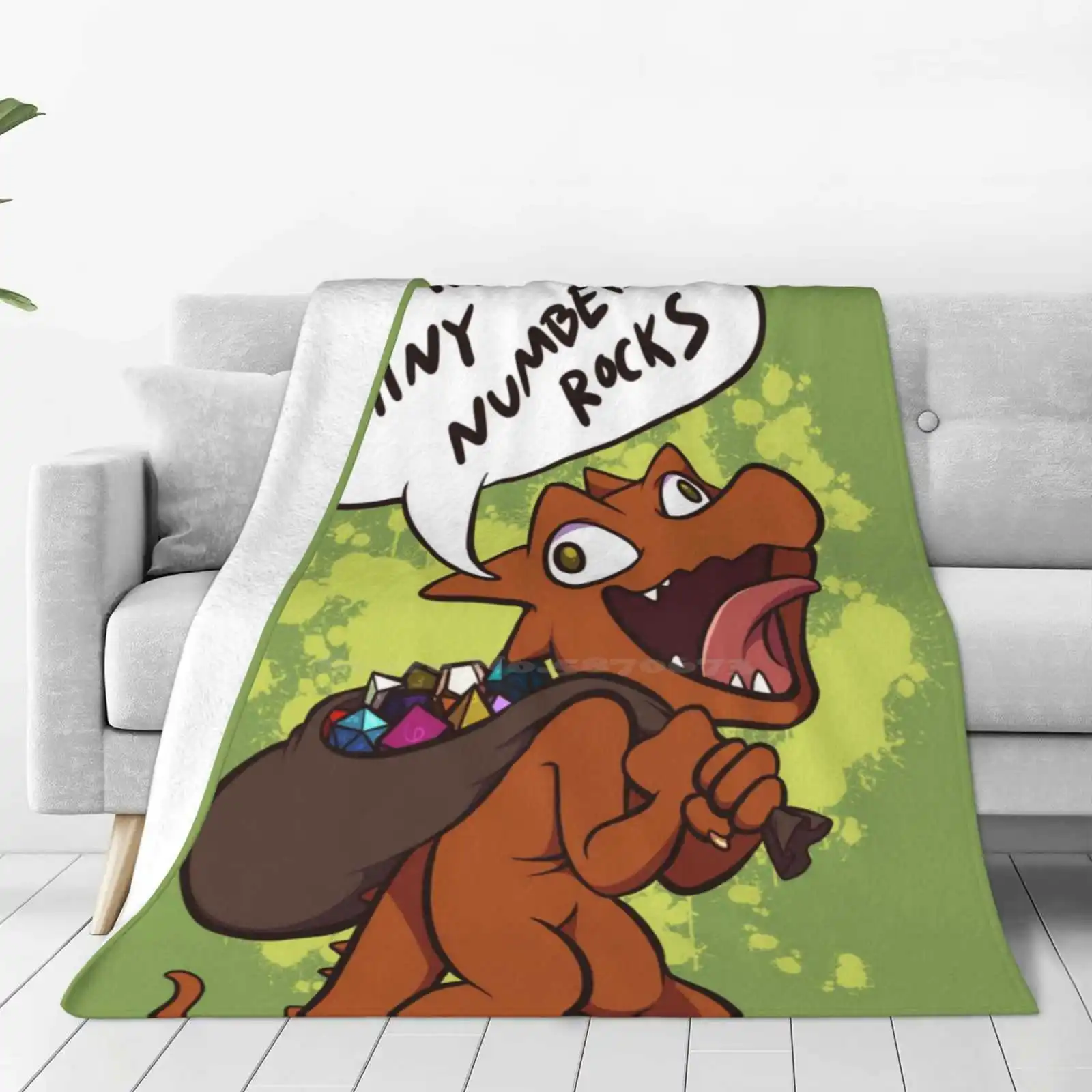 Moar Shiny Number Rocks Shaggy Throw Soft Warm Blanket Sofa/Bed/Travel Love Gifts Dnd And Dragons Dice Kobold