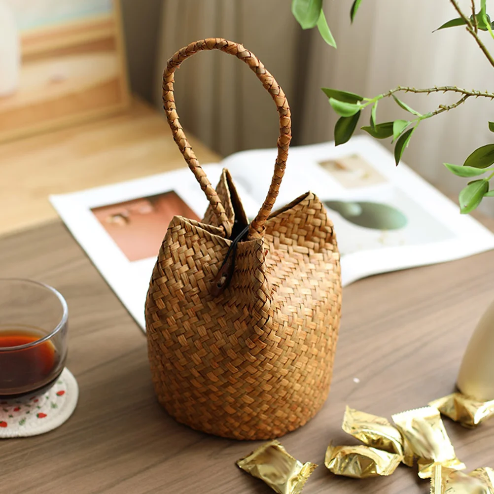 

Woven Straw Favor Gift Bag Portable Gift Pouch Retro Summer Beach Bag Hanfu Photo Prop beach straw bag