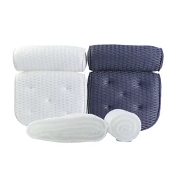 4D Square Bathtub Pillow Blue Gray 7 Suction Cup Hotel Hot Spring Spa Massage White Bathtub Pillow