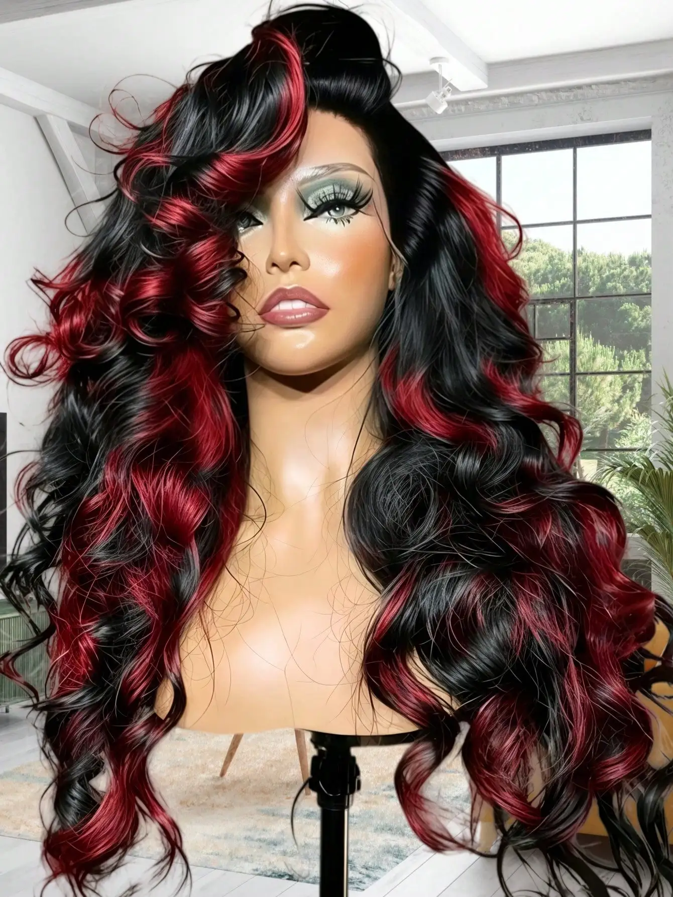 

Ombre 99J Highlights Body Wave Lace Front Wigs Human Hair 13x4 HD Transparent Lace Front Wigs Human Hair 200 Density Brazilian Virgin Water Wave Lace Frontal Wigs Pre Plucked Glueless Natural Hairline with Baby Hair Deep Wave Ear To Ear Long Hairline