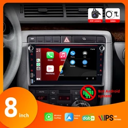 Car Radio with IPS Touch Screen Wireless Carplay Android Auto DAB+ AHD Rear View Camera with 8Inch for Audi A4 S4 RS4(2002-2008)