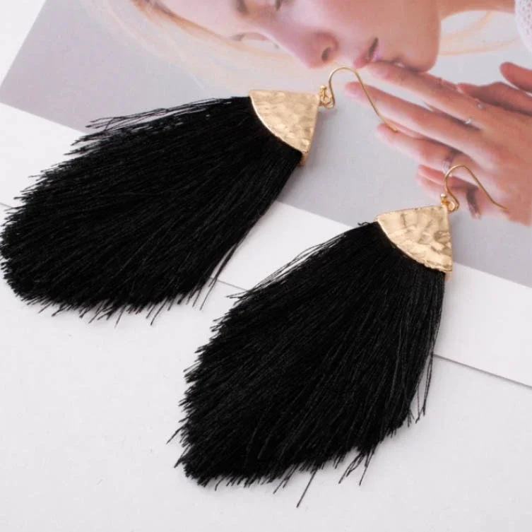 Delysia King Women Alloy Cotton Thread Arrow Tassel Earrings 2021 Trendy Colour Elegant Temperament Long Eardrop