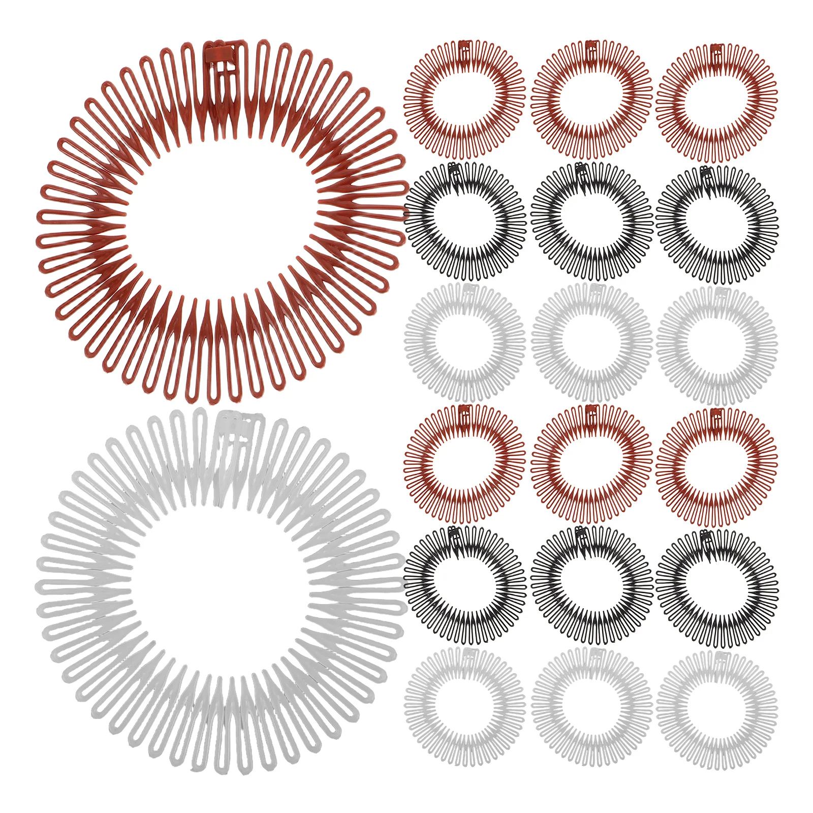 

30Pcs Stretchy Hair Comb Headband Flexible Elastic Circle Spring Hair Wrap Holder for Women Outdoor Sports Activities