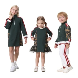 Sudadera con capucha elástica de algodón para niños, vestido suave de cuello alto, ropa familiar a juego, 1 a 14, Otoño e Invierno