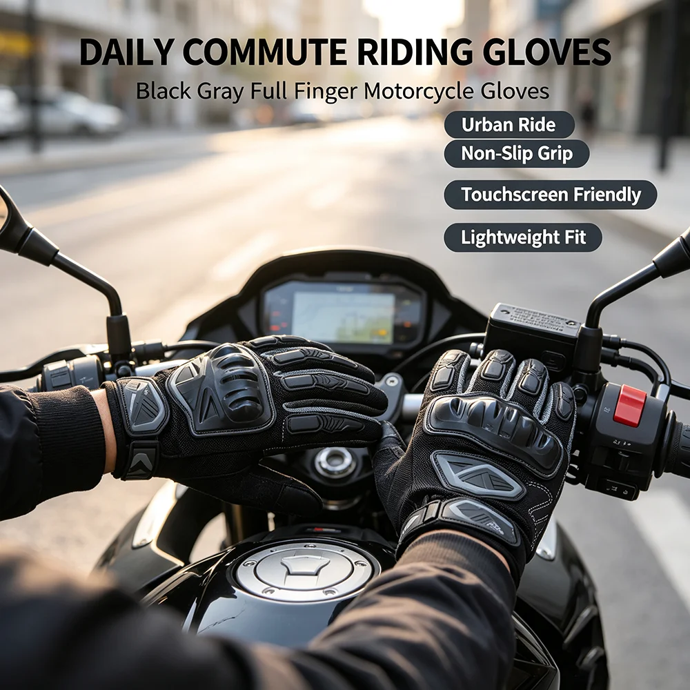 Unisex Summer Bright Yellow Full Finger Touch Screen Motorbike Gloves Anti-Slip Shock Absorb MTB Motocross Sports Accessories