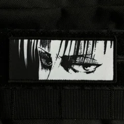Attack on Titan Levi Ackerman Eyes Morale Badge Anime Patch Hook and Loop Printing Cartoon Tactical Military Backpack Sticker